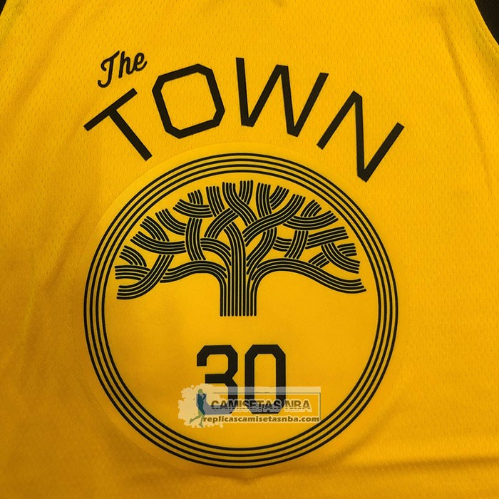 Camiseta Golden State Warriors Stephen Curry NO 30 Earned Amarillo
